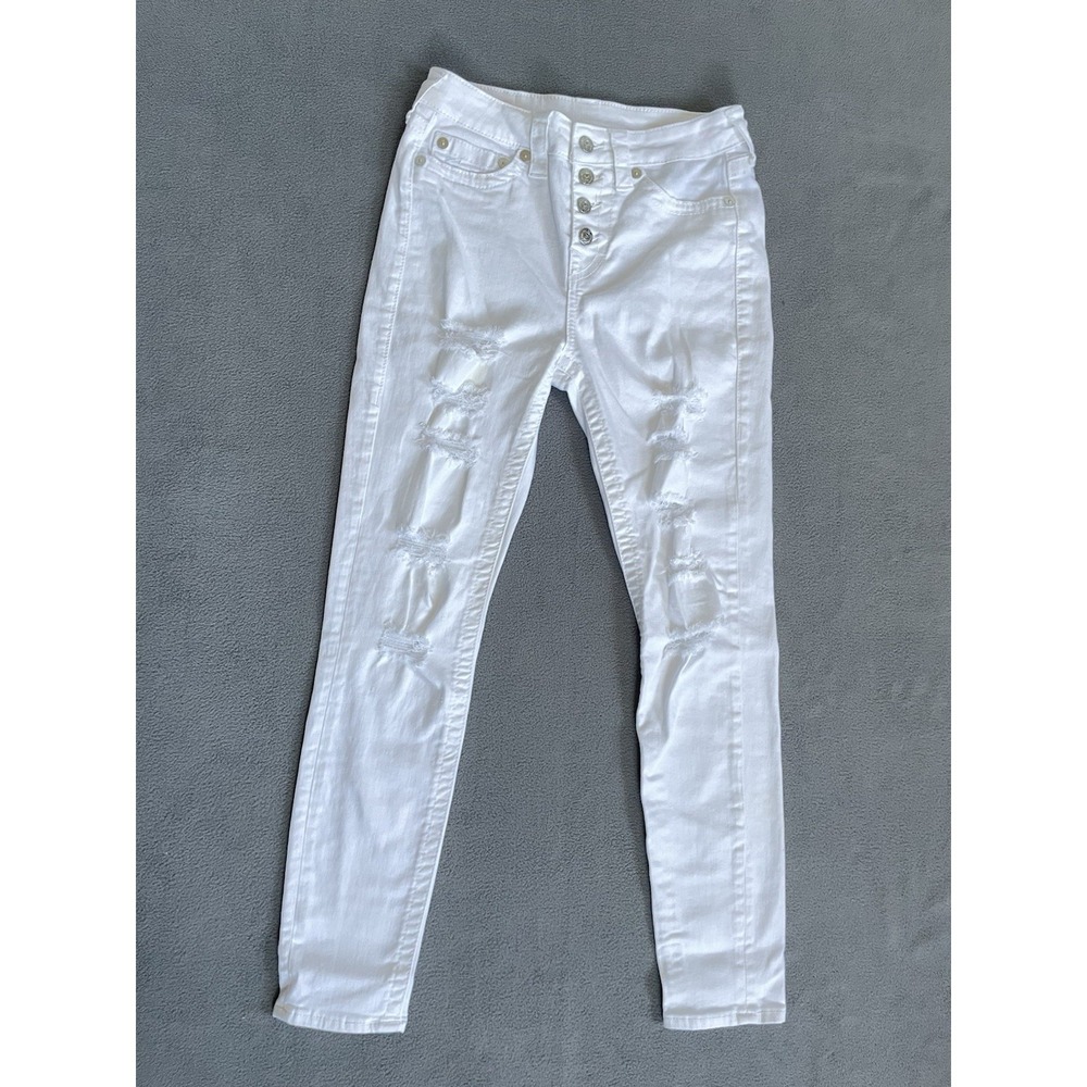 Miss‎ Me Easy Ankle Skinny Jeans Sz 26 28x26 White Back Zip Pockets